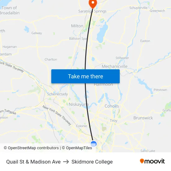 Quail St & Madison Ave to Skidmore College map
