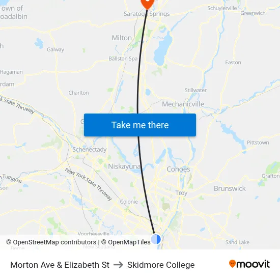 Morton Ave & Elizabeth St to Skidmore College map