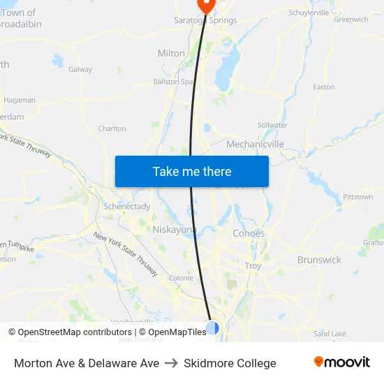 Morton Ave & Delaware Ave to Skidmore College map