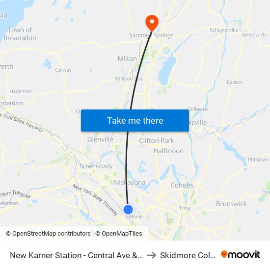 New Karner Station - Central Ave & Rt 155 to Skidmore College map