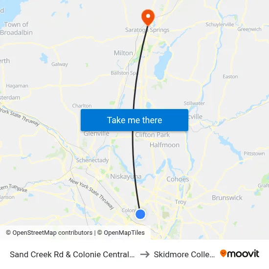 Sand Creek Rd & Colonie Central Hs to Skidmore College map