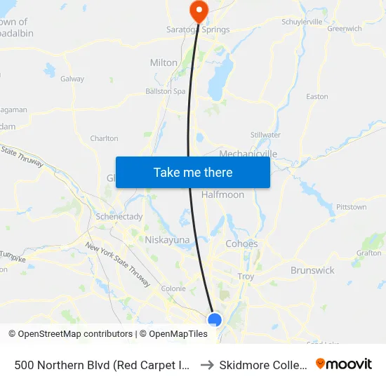 500 Northern Blvd (Red Carpet Inn) to Skidmore College map