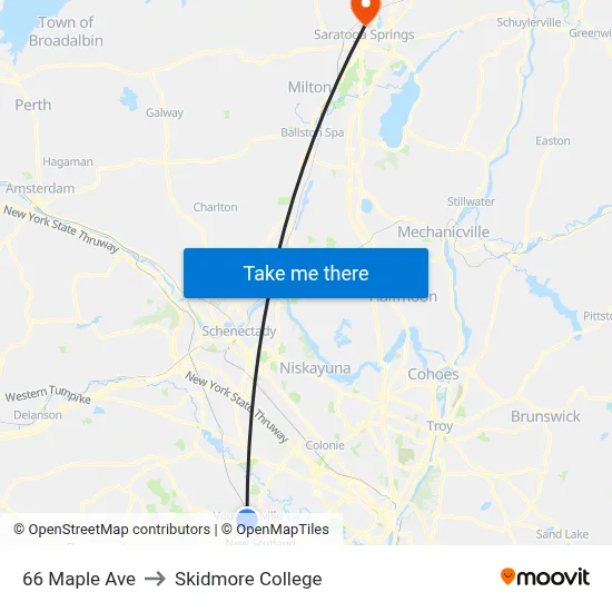 66 Maple Ave to Skidmore College map