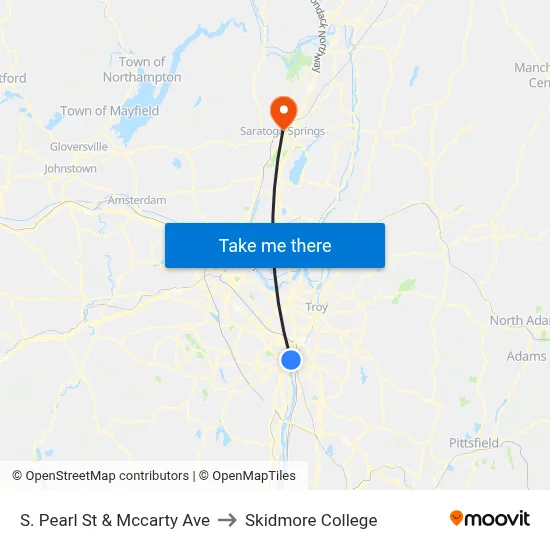 S. Pearl St & Mccarty Ave to Skidmore College map