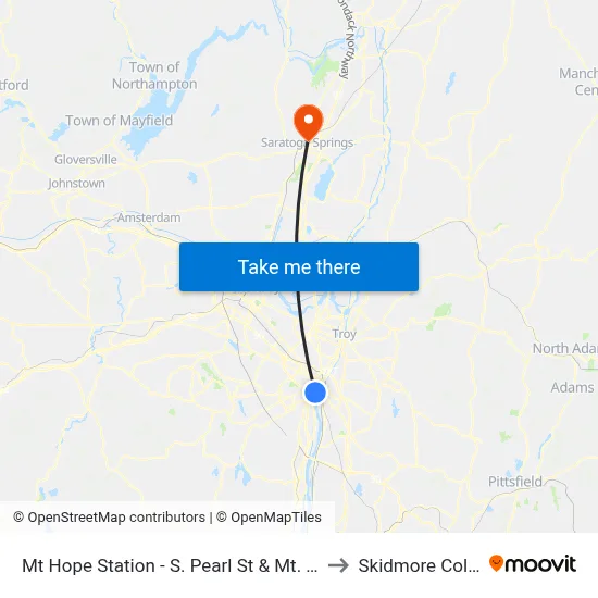 Mt Hope Station - S. Pearl St & Mt. Hope Dr to Skidmore College map