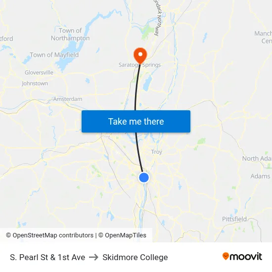 S. Pearl St & 1st Ave to Skidmore College map
