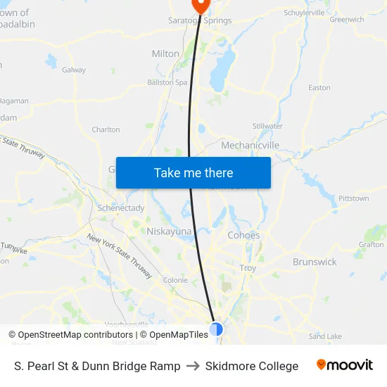 S. Pearl St & Dunn Bridge Ramp to Skidmore College map