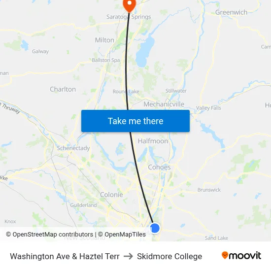 Washington Ave & Haztel Terr to Skidmore College map