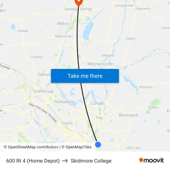 600 Rt 4 (Home Depot) to Skidmore College map