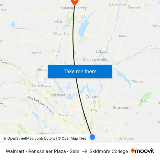 Walmart - Rensselaer Plaza - Side to Skidmore College map