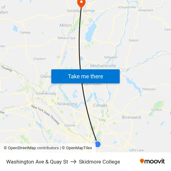 Washington Ave & Quay St to Skidmore College map