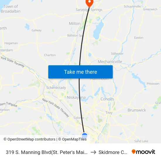 319 S. Manning Blvd(St. Peter's Main Entrance) to Skidmore College map