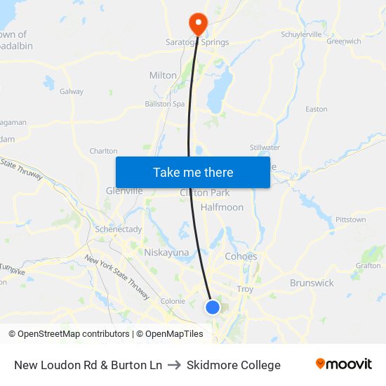 New Loudon Rd & Burton Ln to Skidmore College map