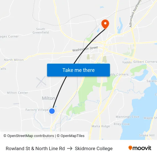 Rowland St & North Line Rd to Skidmore College map