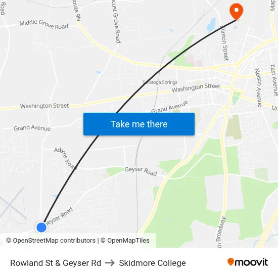 Rowland St & Geyser Rd to Skidmore College map