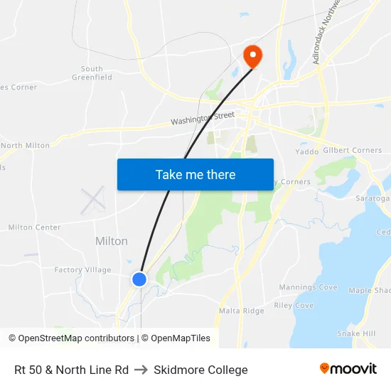 Rt 50 & North Line Rd to Skidmore College map