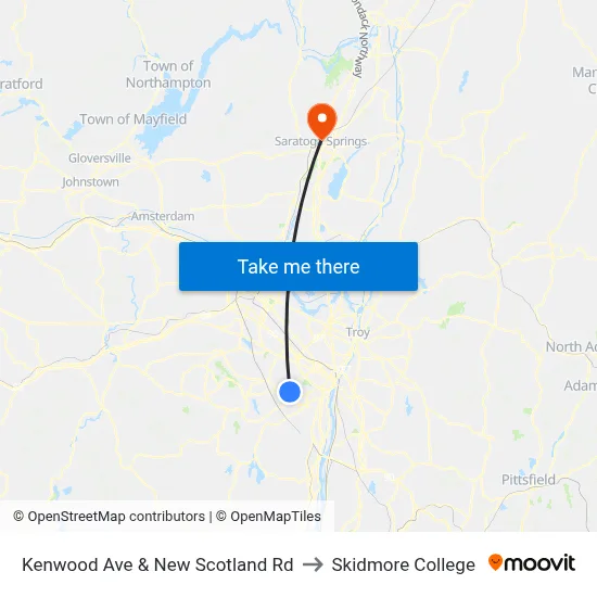 Kenwood Ave & New Scotland Rd to Skidmore College map