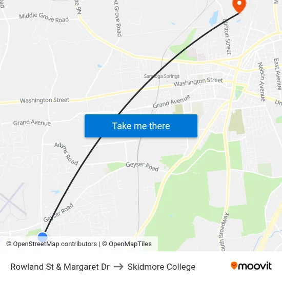 Rowland St & Margaret Dr to Skidmore College map