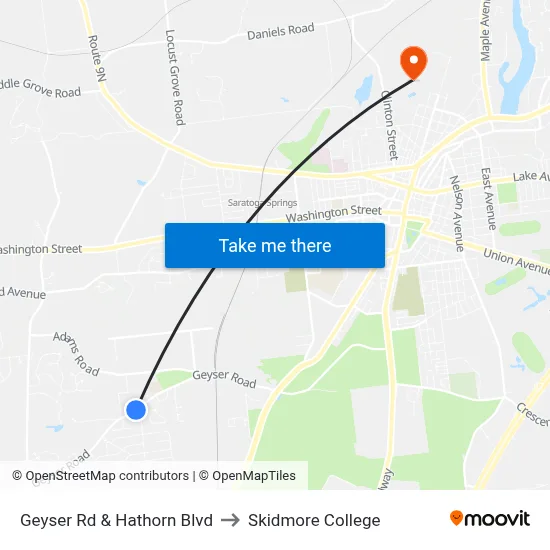 Geyser Rd & Hathorn Blvd to Skidmore College map