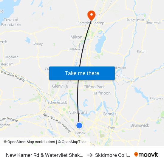 New Karner Rd & Watervliet Shaker Rd to Skidmore College map