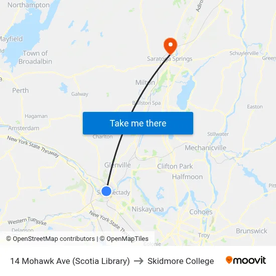 14 Mohawk Ave (Scotia Library) to Skidmore College map