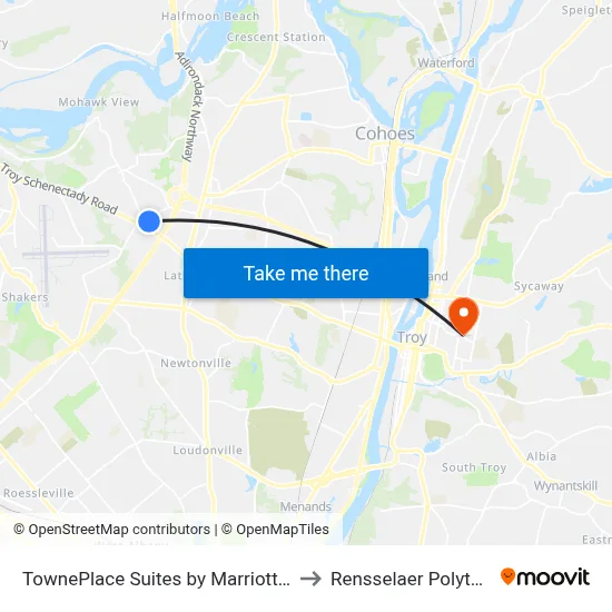 TownePlace Suites by Marriott Latham Albany Airport to Rensselaer Polytechnic Institute map