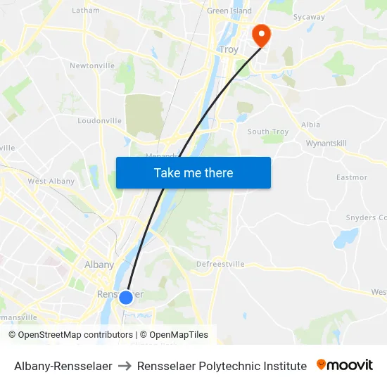 Albany-Rennsalear to Rensselaer Polytechnic Institute map
