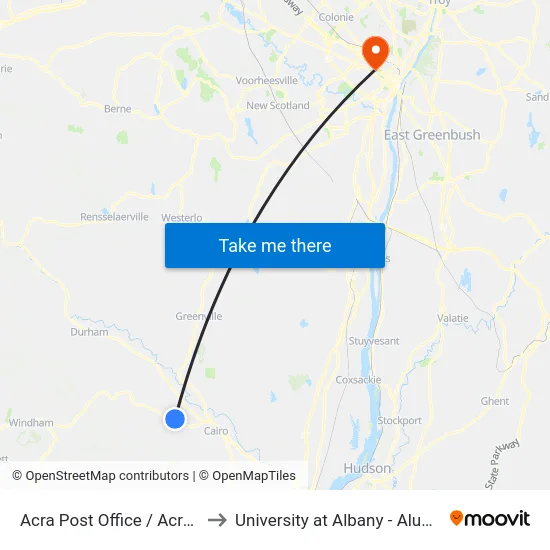 Acra Post Office / Acra Manor to University at Albany - Alumni Quad map