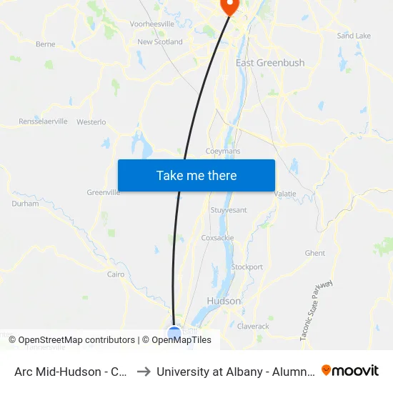 Arc Mid-Hudson - Catskill to University at Albany - Alumni Quad map