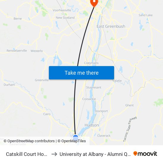 Catskill Court House to University at Albany - Alumni Quad map