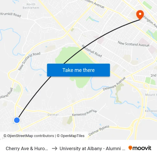 Cherry Ave & Huron Rd to University at Albany - Alumni Quad map