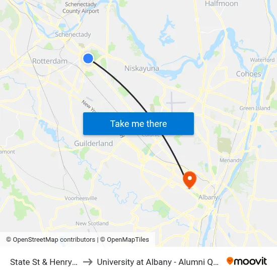 State St & Henry St to University at Albany - Alumni Quad map