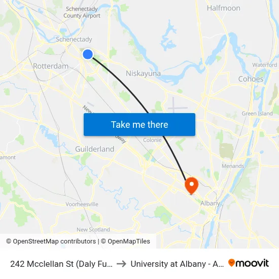 242 Mcclellan St (Daly Funeral Home) to University at Albany - Alumni Quad map