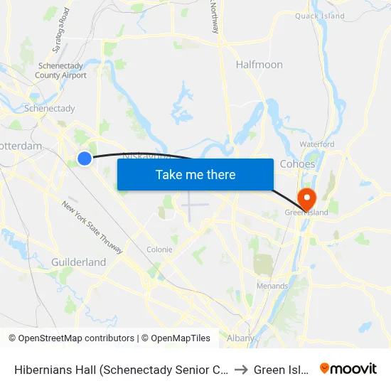 Hibernians Hall (Schenectady Senior Center) to Green Island map