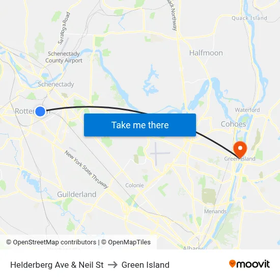 Helderberg Ave & Neil St to Green Island map