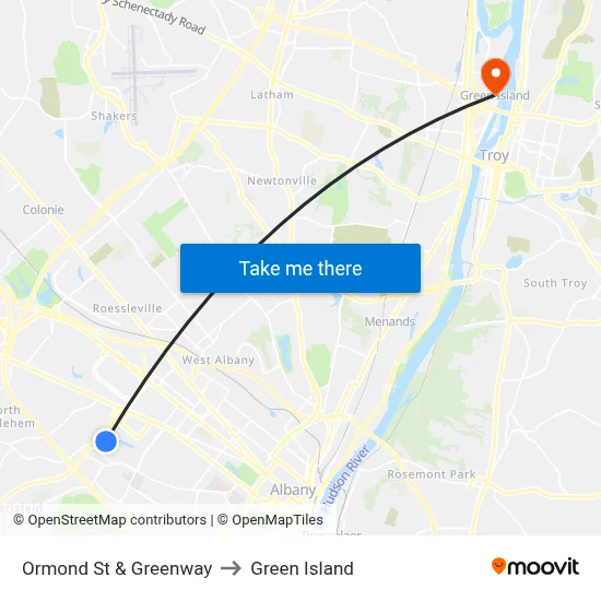 Ormond St & Greenway to Green Island map