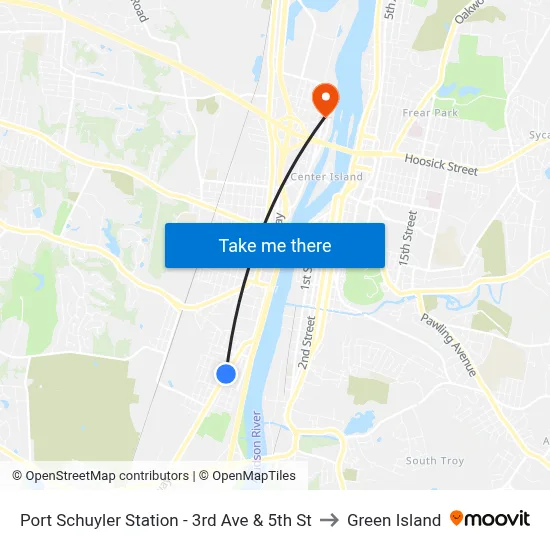 Port Schuyler Station - 3rd Ave & 5th St to Green Island map