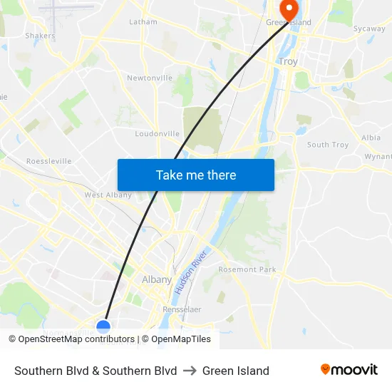 Southern Blvd & Southern Blvd to Green Island map