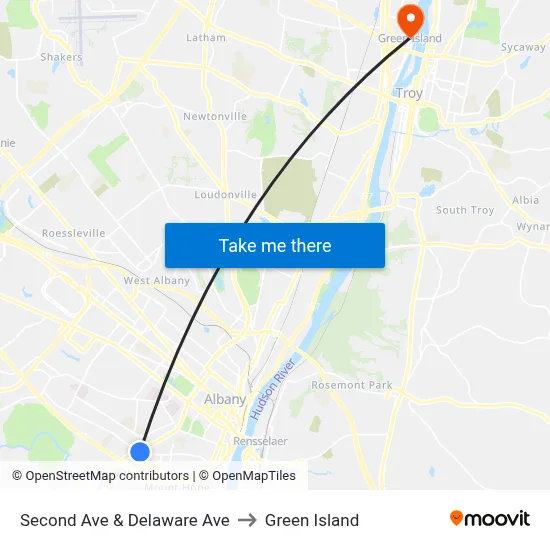 Second Ave & Delaware Ave to Green Island map
