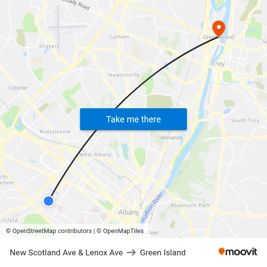New Scotland Ave & Lenox Ave to Green Island map