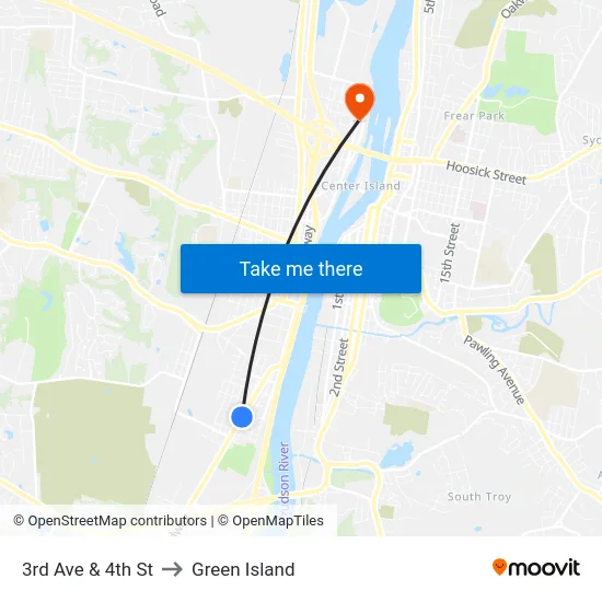 3rd Ave & 4th St to Green Island map