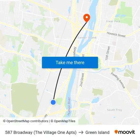 587 Broadway (The Village One Apts) to Green Island map