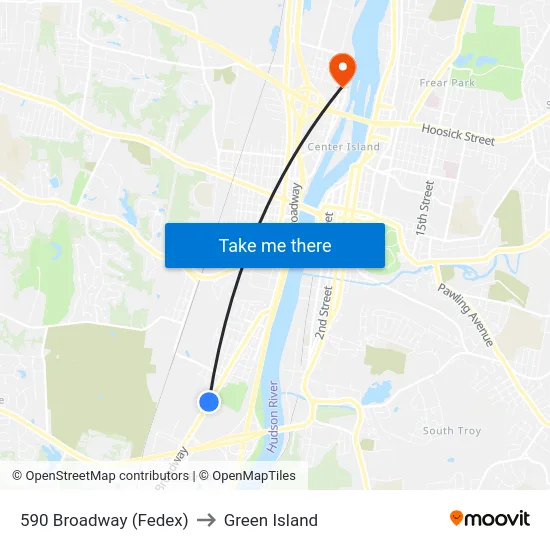 590 Broadway (Fedex) to Green Island map