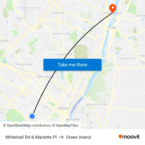 Whitehall Rd & Mariette Pl to Green Island map