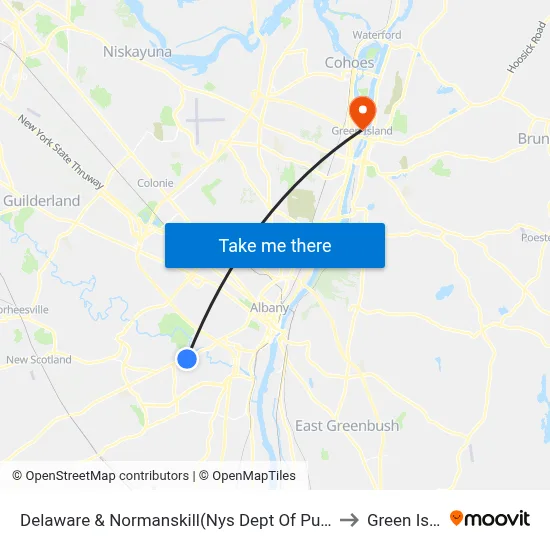 Delaware & Normanskill(Nys Dept Of Public Service) to Green Island map
