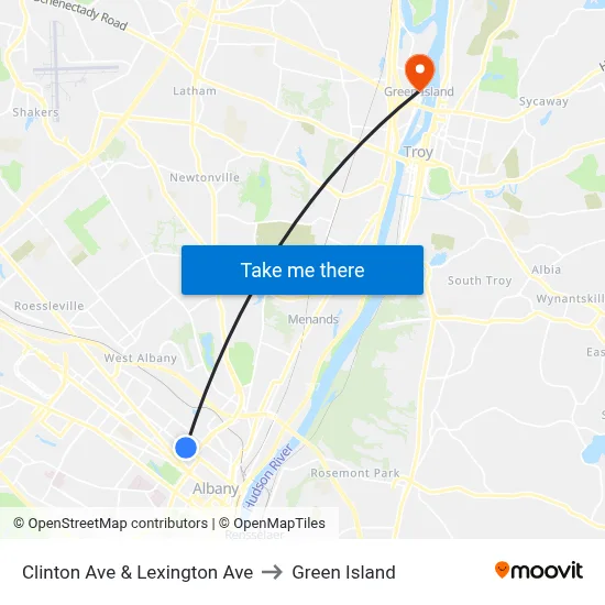 Clinton Ave & Lexington Ave to Green Island map