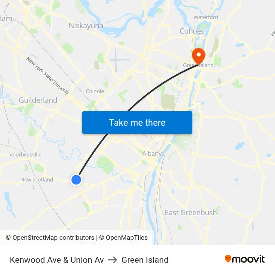 Kenwood Ave & Union Av to Green Island map
