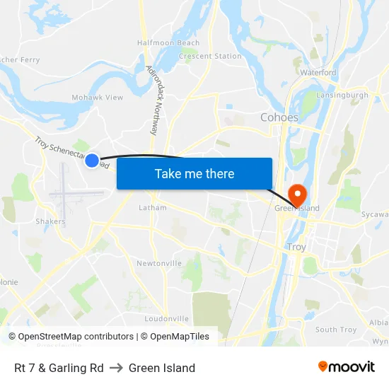 Rt 7 & Garling Rd to Green Island map
