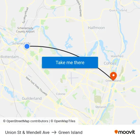Union St & Wendell Ave to Green Island map