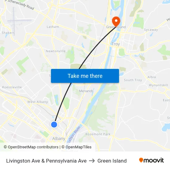 Livingston Ave & Pennsylvania Ave to Green Island map